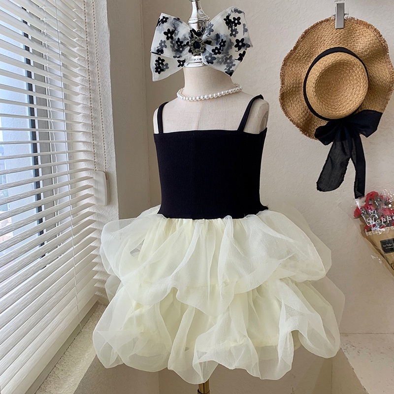 Đầm xòe NNJXD phối vải tuyn thời trang mùa hè công chúa xinh xắn cho bé gái