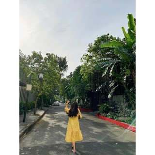 ĐẦM LỤA VÀNG HOA 2 LỚP
