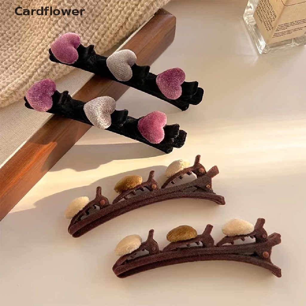 &lt; Cardflower &gt; Kẹp Tóc Tết Bím Hai Lớp Hình Trái Tim Mùa Thu Đông Cho Nữ