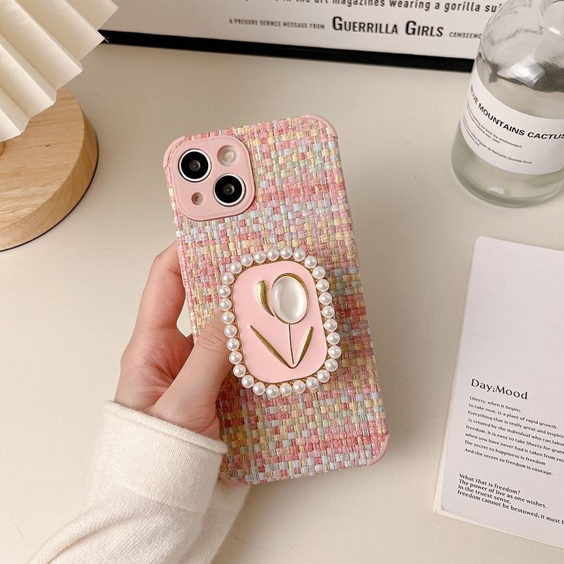Ốp Điện Thoại Có Giá Đỡ Hình Hoa Tulip Cho IPhone 12 13 14 11 Pro Max X Xs Max Xr Bgvgb