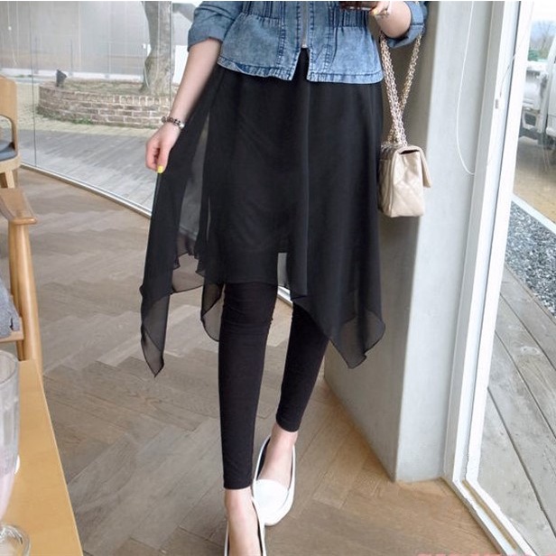 Quần Voan Giả Hai Lớp Plus Size Dáng Ôm Phong Cách Hàn Quốc