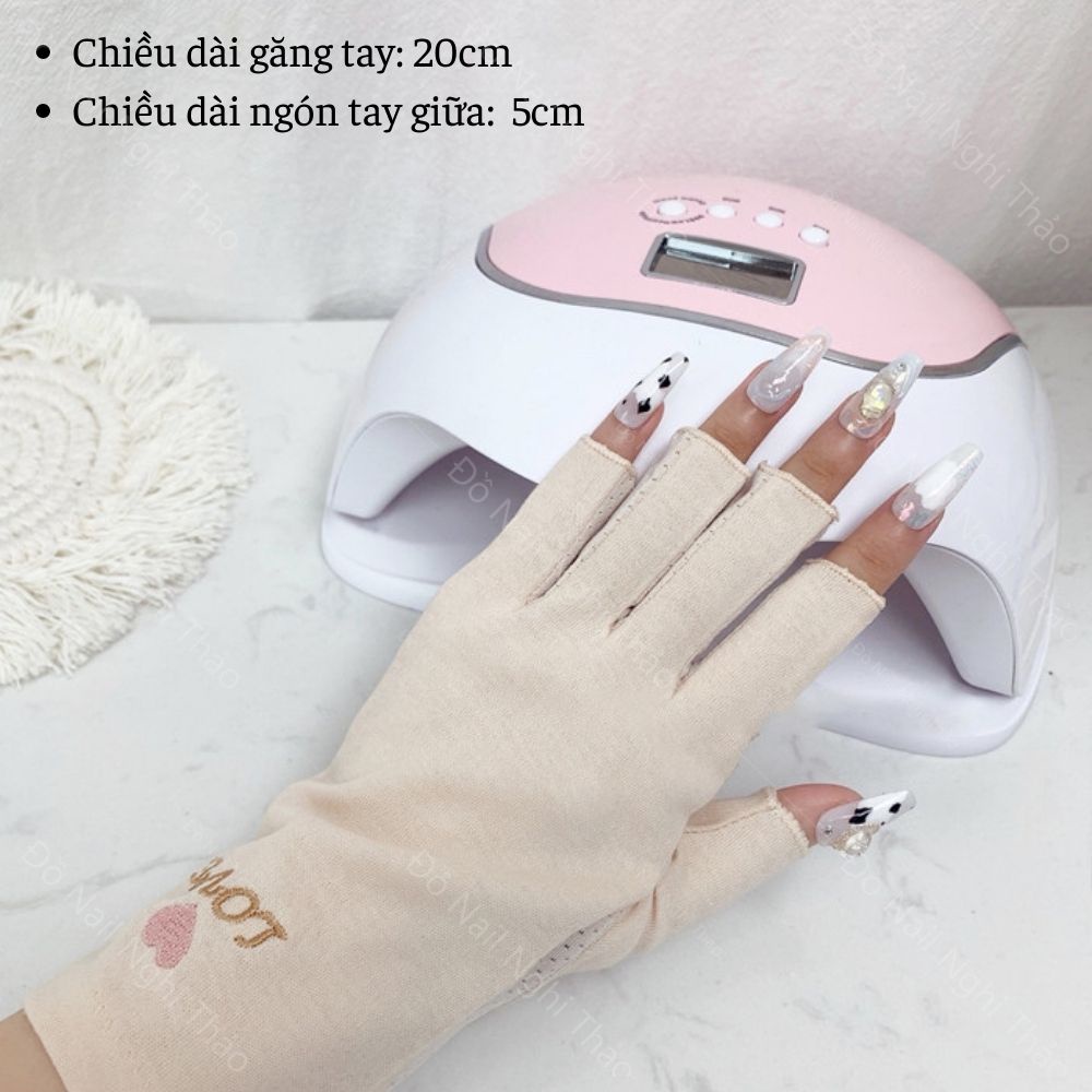 Găng tay làm nail chống tia UV bảo vệ da tay NGHI THẢO