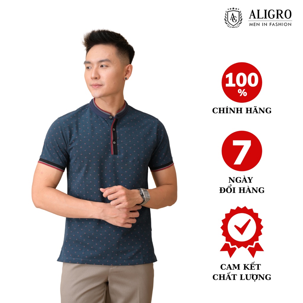 Áo polo nam ngắn tay ALIGRO chất liệu cotton mềm mại, thoáng mát, cổ trụ hoạ tiết phối trẻ trung ALGPLO3A2M