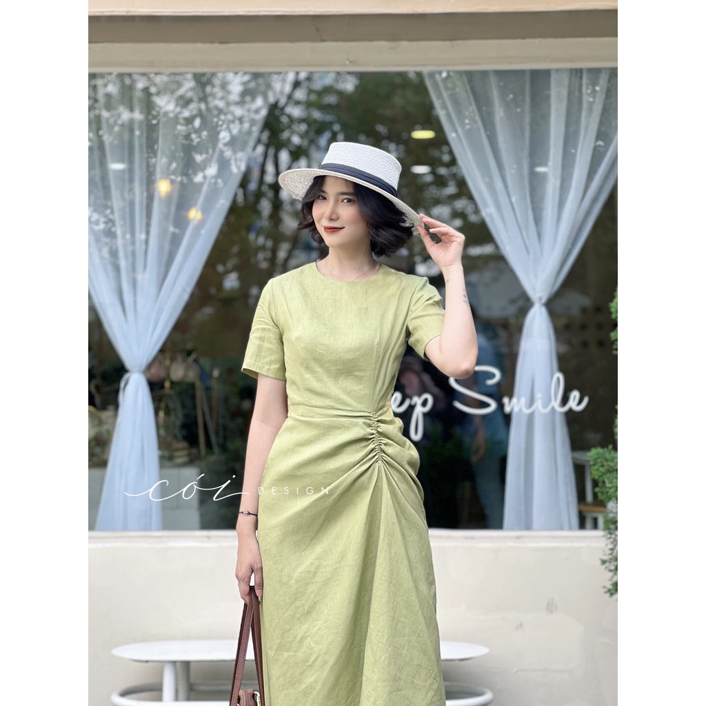 Đầm linen rút eo Cói Design
