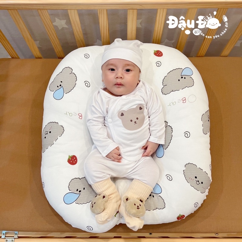 Gối Chống Trào Vải Xốp Kèm Gấu Handmade cùng màu và túi xách