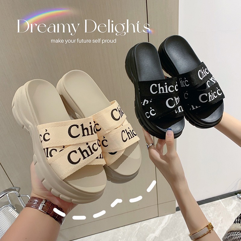 Dép Nữ Quai Chéo Độn Đế, Tăng Chiều Cao - Dép Chloe
