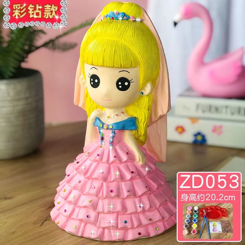 Sơn thạch cao búp bê màu heo đất sơn thạch cao búp bê màu heo đất trẻ em làm bằng tay tự làm đồ chơi cho phụ nữ người mẫu màu trắng phôi gốm sơn