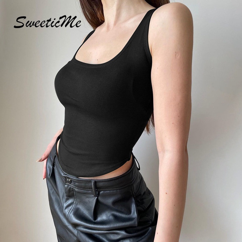 Áo Không Tay Cổ Yếm Màu Trơn Dáng Ôm Thời Trang 2023 Quyến Rũ Cho Nữ