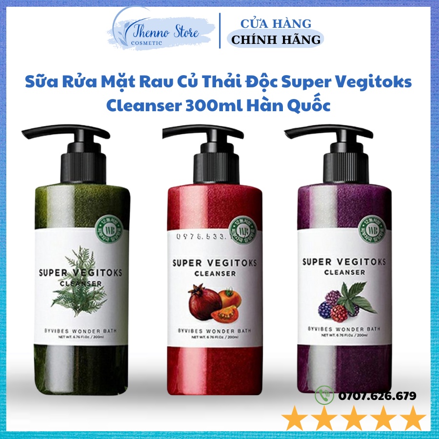 Sữa Rửa Mặt Rau Củ Thải Độc Super Vegitoks Cleanser 300Ml Hàn Quốc
