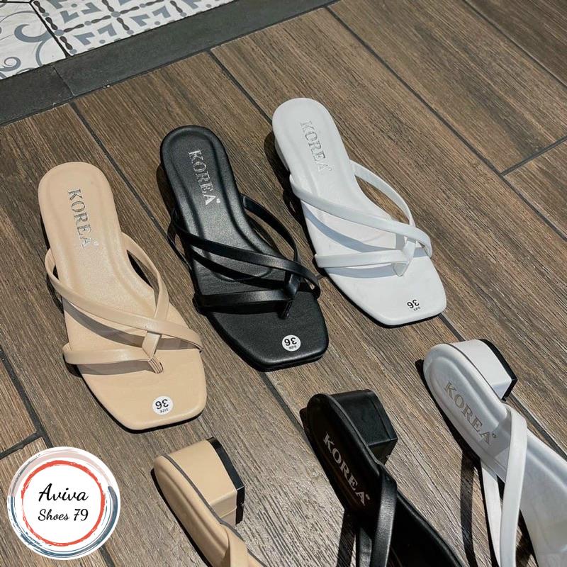 Giày gót Chéo 3cm da mờ gót vuông xinh xắn bền đẹp hót quanh năm.