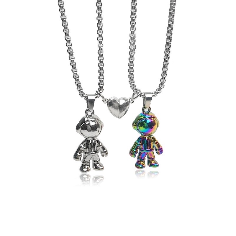 khui bom set bộ 2 dây cho cặp đôi phi Hành gia trái tim nam châm lực hút tình yêu valentine