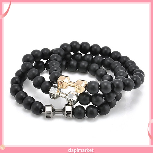 Xiapimarket / Vòng Tay Tập Gym Bằng Đá Nhám Màu Đen Có Thể Điều Chỉnh Phong Cách Punk