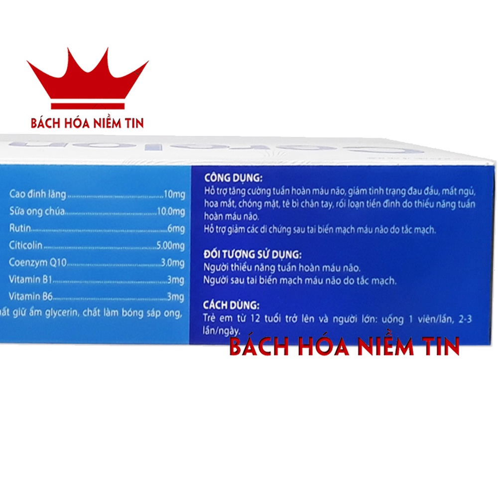 Hoạt huyết Dưỡng Não Ginkgo Biloba 600mg Cerelon Gold giảm đau đầu, hoa mắt, chóng mặt, rối loạn tiền đình - Hộp 30 viên