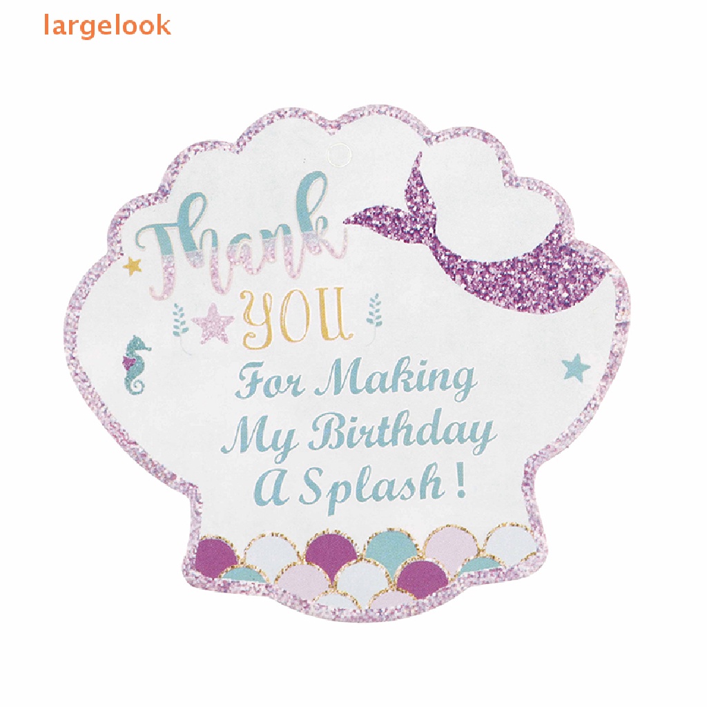 Set 24 Thẻ Tag Hình Vỏ Sò In Chữ Thank You Kèm Dây Trang Trí Hộp Quà