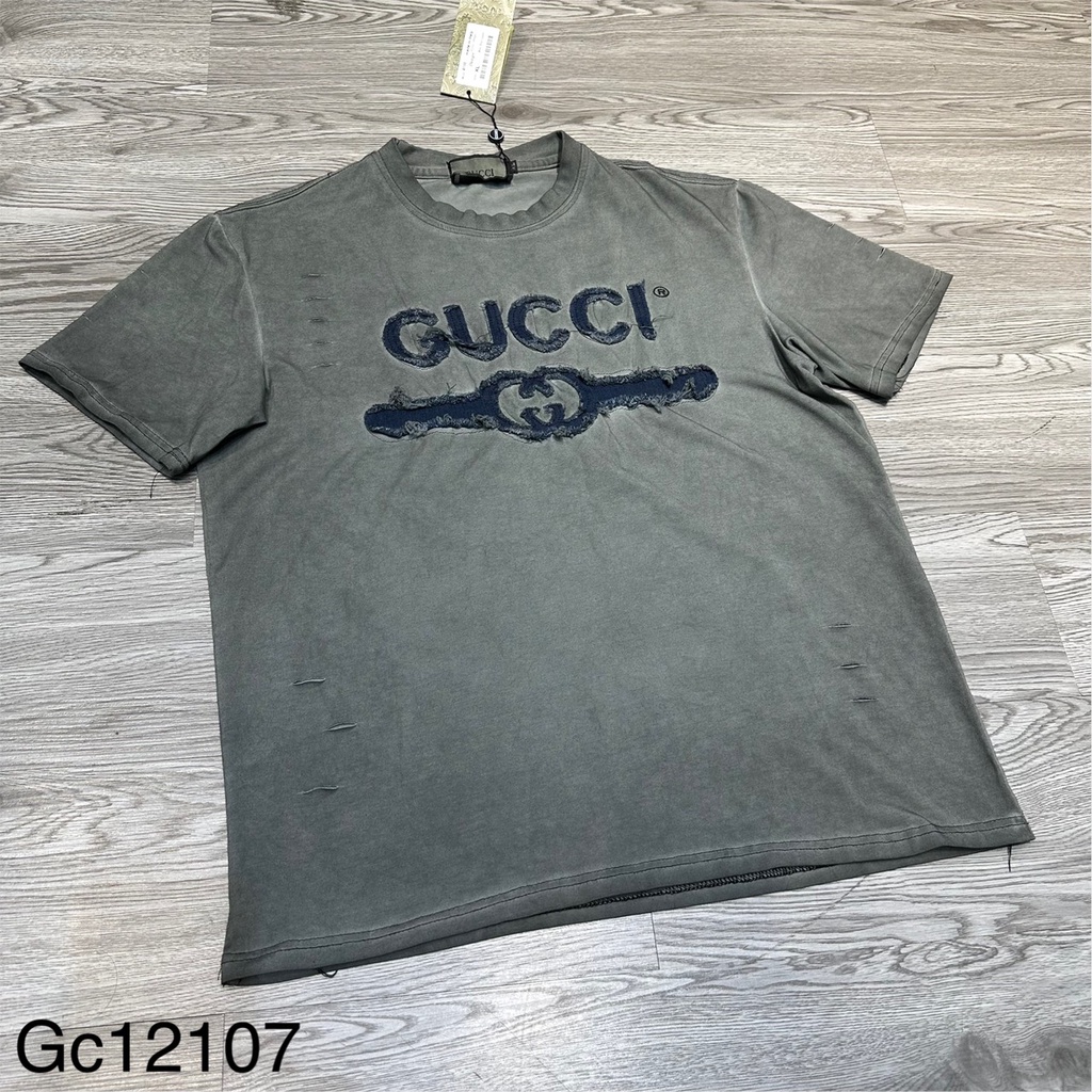 Áo thun nam GC , LV logo chữ rách vải cotton thoáng mát - Áo phông nam nữ GC chữ rách LV chữ rách
