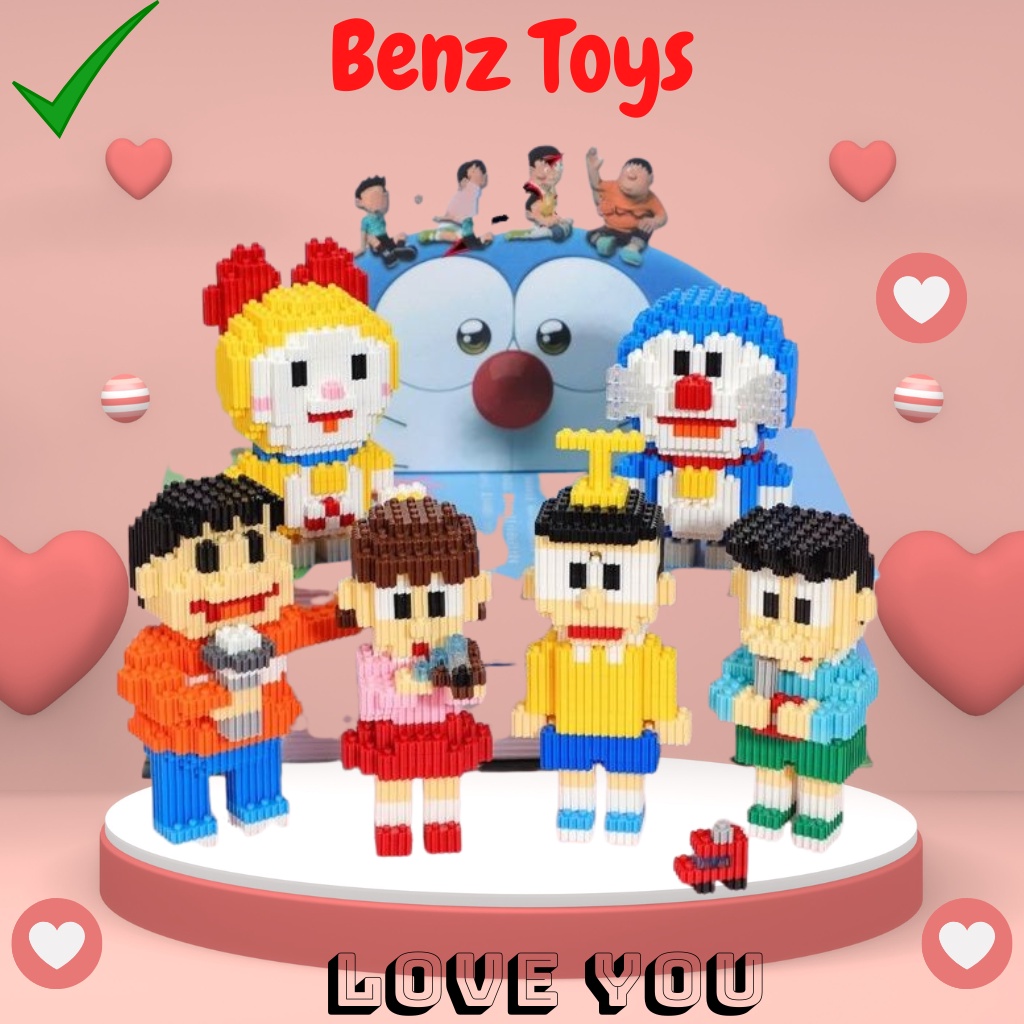 Mô Hình Lắp Ráp Lego 3D Mini Các Nhân Vật Hoạt Hình Doraemon,Nobita,Chaien,Xuka,Xeko,Doremi Dễ Thương