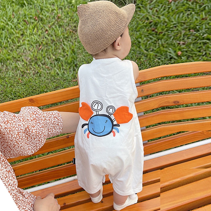 Bộ Áo Liền Quần Sát Nách Bằng Vải Cotton Mỏng Thời Trang Mùa Hè Cho Bé Sơ Sinh 0-2 Tuổi