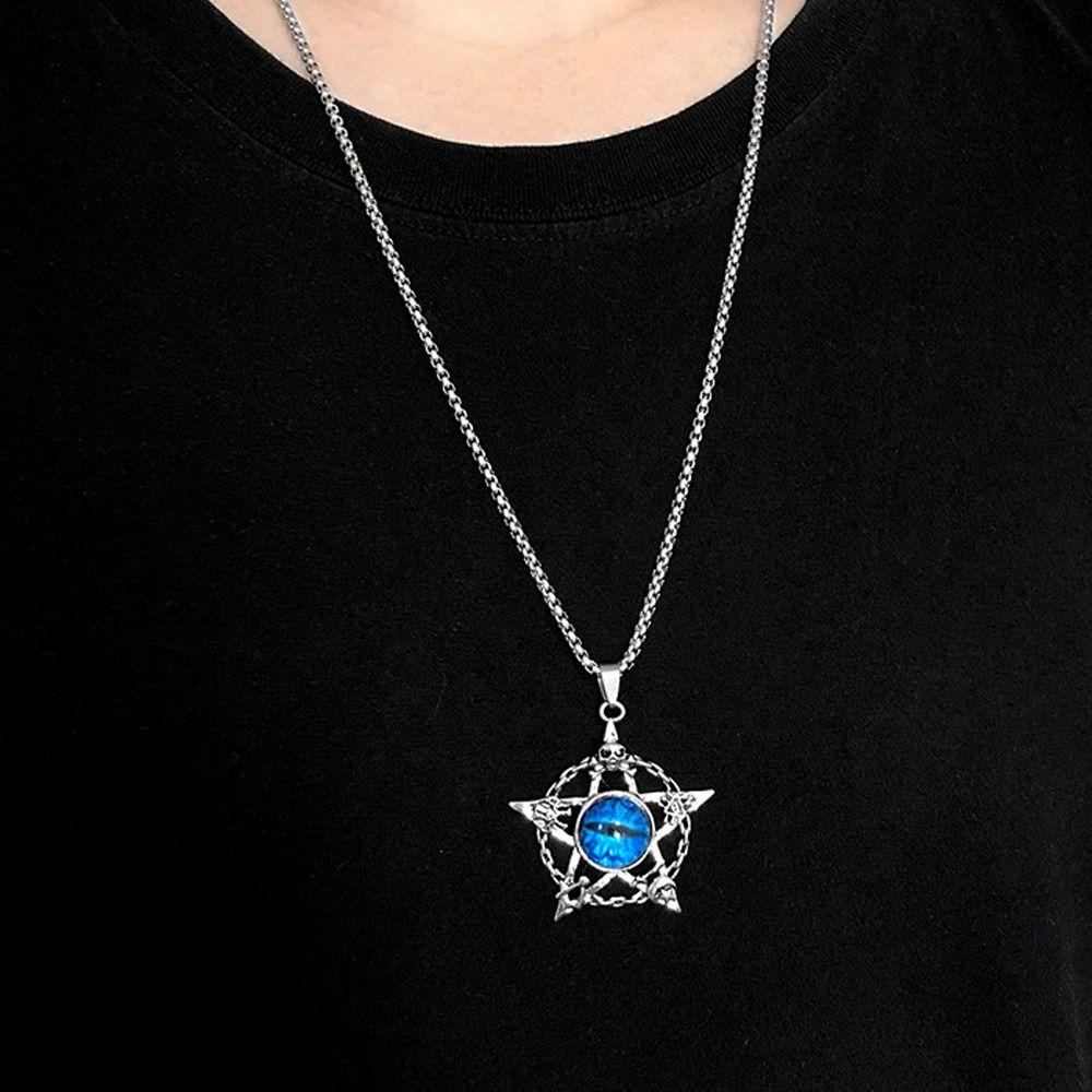 Needway Vòng cổ Bằng Thép Không Gỉ Mặt Hình Mắt Quỷ Phong Cách Retro Cá Tính Đơn Giản Cho Nam