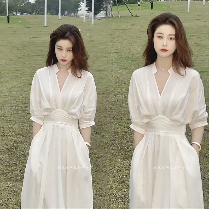 Đầm Cổ Chữ V Thiết Kế Mới Xinh Xắn Thời Trang Mùa Hè Dành Cho Nữ