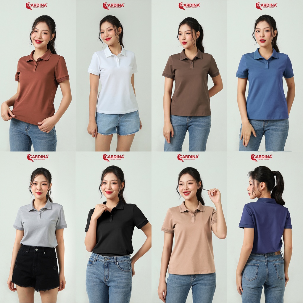 Áo Polo Nữ 𝐂𝐀𝐑𝐃𝐈𝐍𝐀 Chất Cotton CVC Cao Cấp Cổ Bẻ Cộc Tay Mềm Mại Thoáng Mát 3APF01