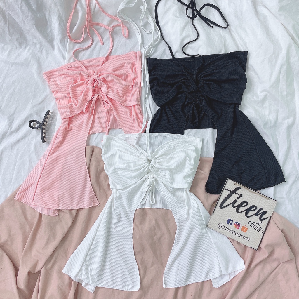 Áo ống kiểu đuôi cá 2 vạt dây rút ngực cột eo siêu hack dáng tieencorner 300 | BigBuy360 - bigbuy360.vn