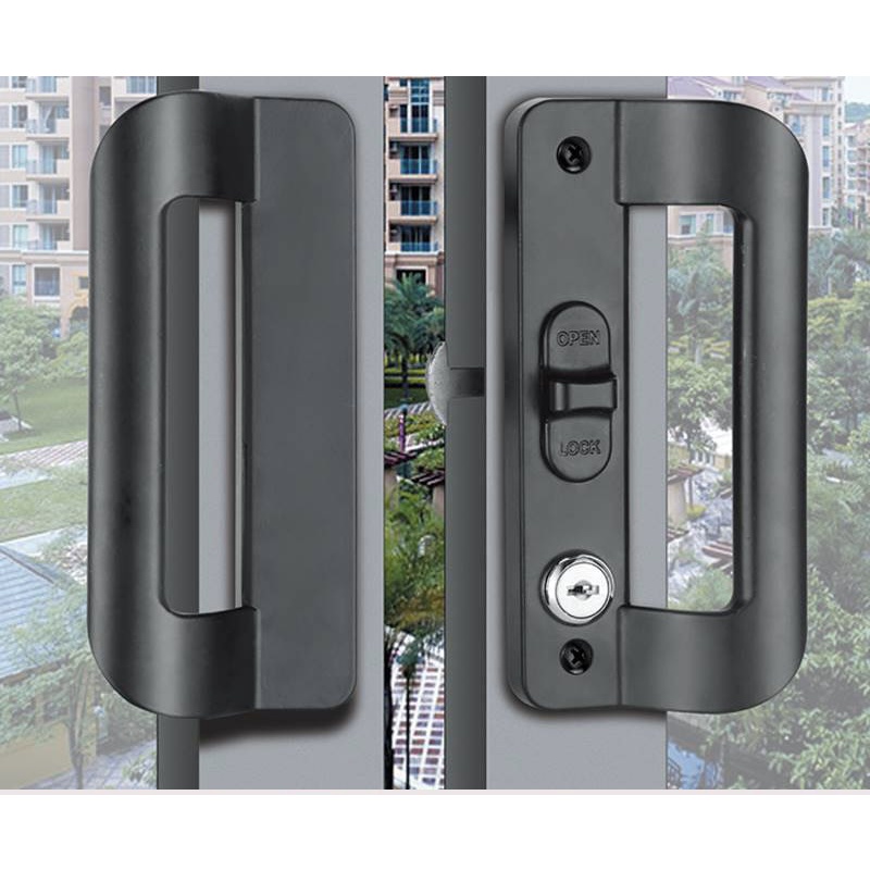 Bộ khoá chữ D cửa đi lùa nhôm xingfa cao cấp tay nắm khóa chữ D