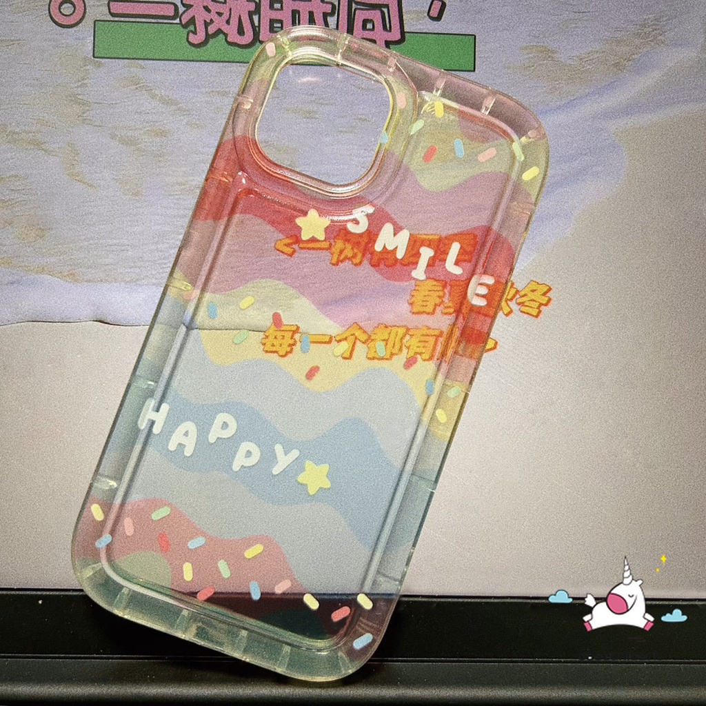 Ốp Điện Thoại TPU Dẻo Trong Suốt Họa Tiết Cầu Vồng Cho iPhone 11 14 13 12 Pro MAX 7plus XR 6 6S 7 8 Plus X XS MAX