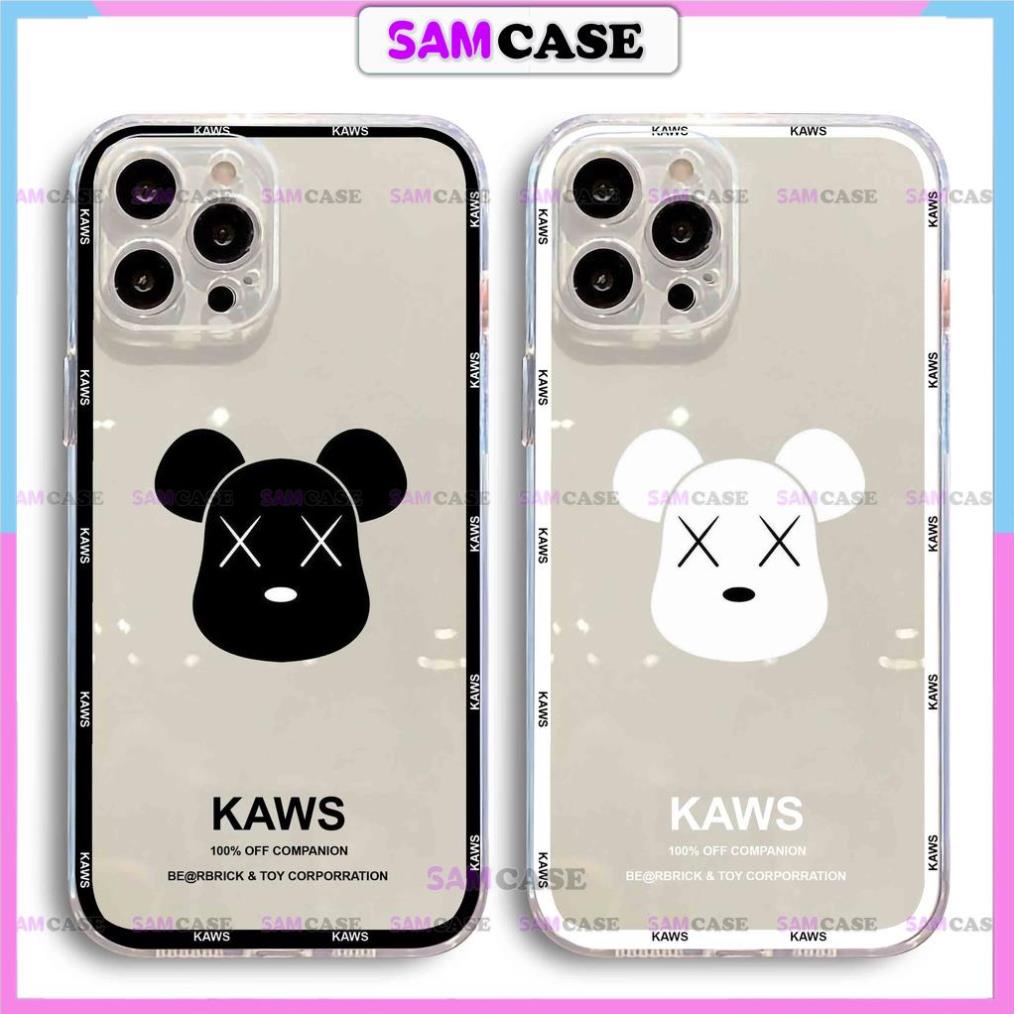 Ốp lưng gấu kaws cạnh vuông chống sốc silicon trong suốt bảo vệ camera iphone ip 6/6s/7/8/X/XS/11/12/13/14 Pro Plus Max