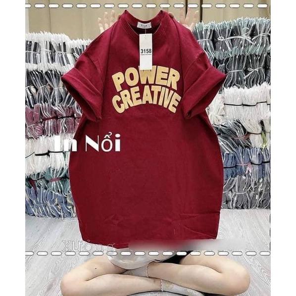 Áo thun tay nữ lỡ form rộng chất cotton su unisex in chữ POWER phong cách Hàn Quốc CAMASTORE M576 | BigBuy360 - bigbuy360.vn