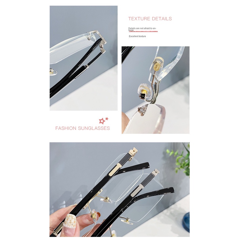 Kính Không Gọng Vuông Nhỏ Chống Tia Cực Tím 100 ~ + 400 Phong Cách Doanh Nhân Thời Trang Cho Nam Và Nữ