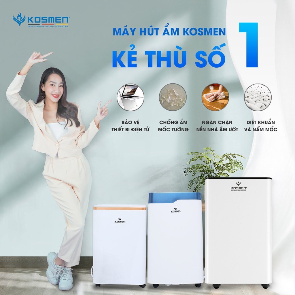 Máy hút ẩm dân dụng Đức Kosmen KM-12N-40N-60S bản mới nhất Pro