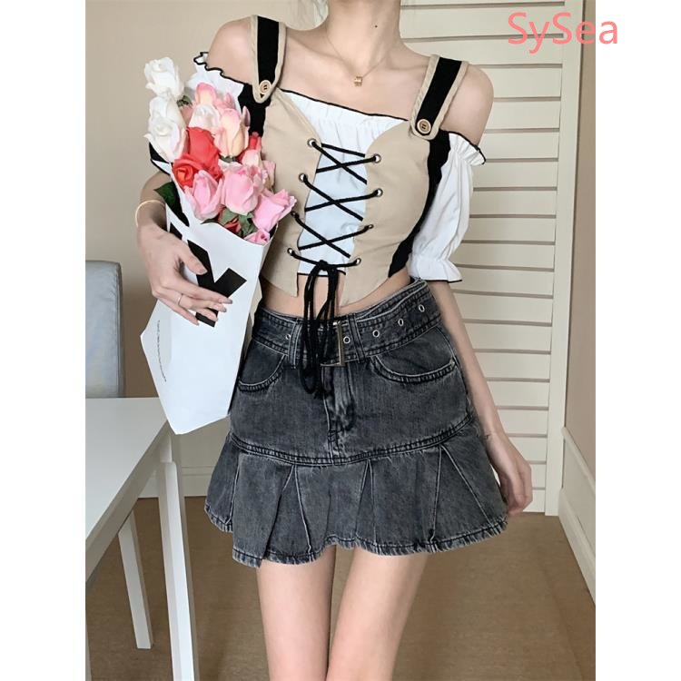 Áo Kiểu Dây Rút Phong Cách Retro Mùa Hè Cho Nữ