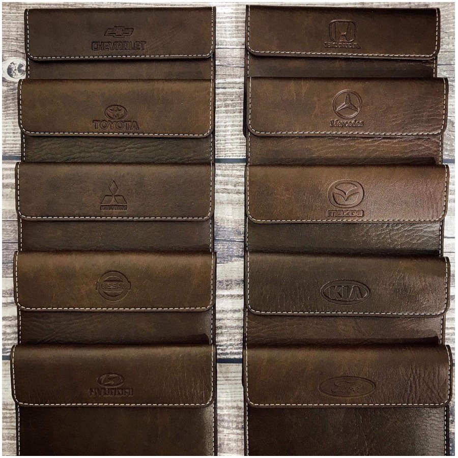 Hàng loại 1 - Nắp Nam Châm Cao Cấp - VÍ DA ĐỰNG GIẤY TỜ Ô TÔ Logo các Hãng xe hơi