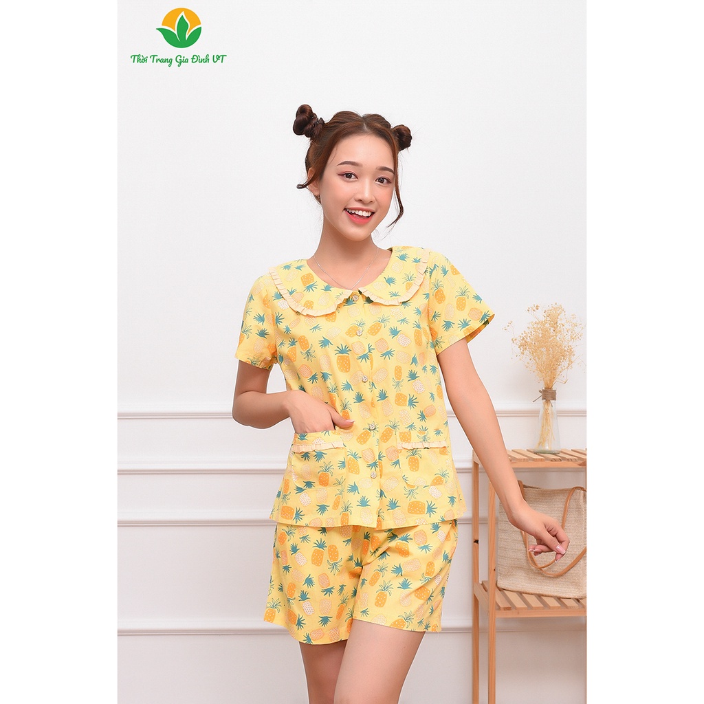 Đồ ngủ mùa hè Việt Thắng, quần đùi, áo cộc tay, chất cotton - B43.2302