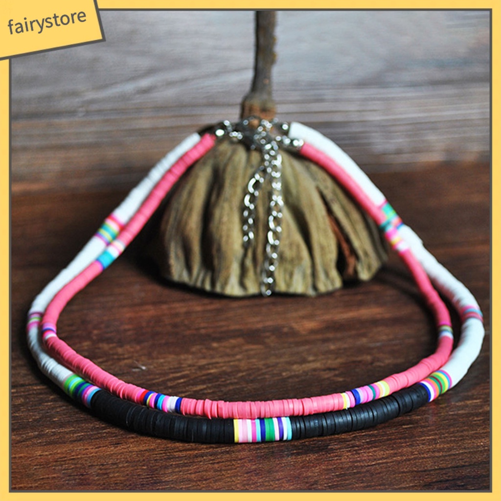 Vòng cổ Hạt Đất Sét Polymer Nhiều Màu Sắc Phong Cách Bohemian Dành Cho Nữ [Fairy1]