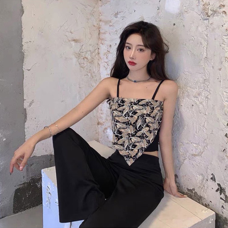 Áo Hai Dây Màu Đen Thời Trang Mùa Hè 2023 Cho Nữ