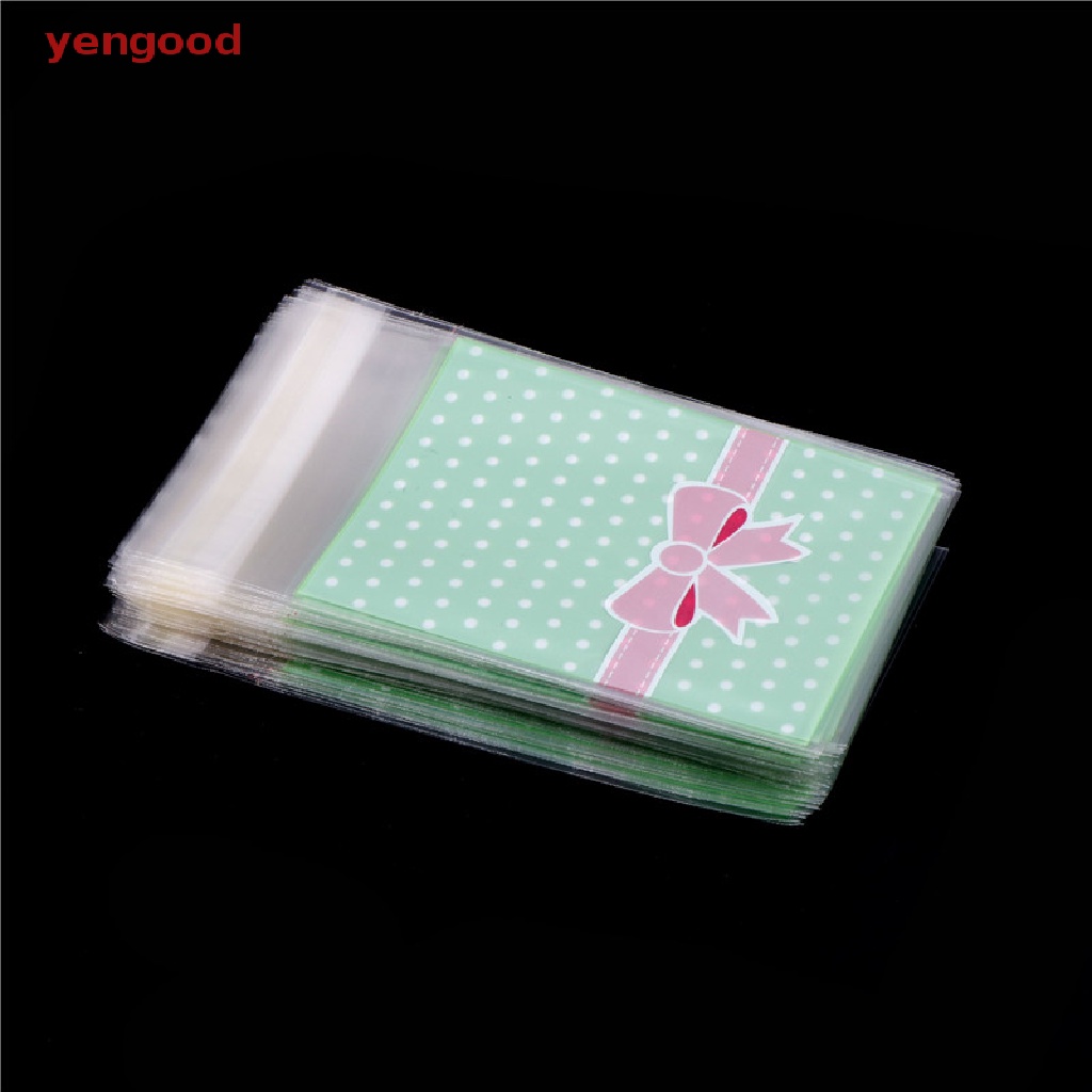 Túi Nhựa Trong Suốt Đựng Bánh Quy 8X10cm Họa Tiết Nơ Hoạt Hình Dễ Thương