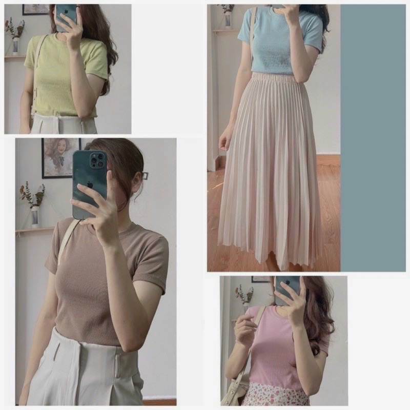 Áo thun tăm bozip tone pasel