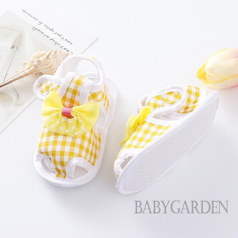 Xăng đan Đính Nơ Họa Tiết Caro Chống Trượt Thời Trang Mùa Hè Cho Bé Gái