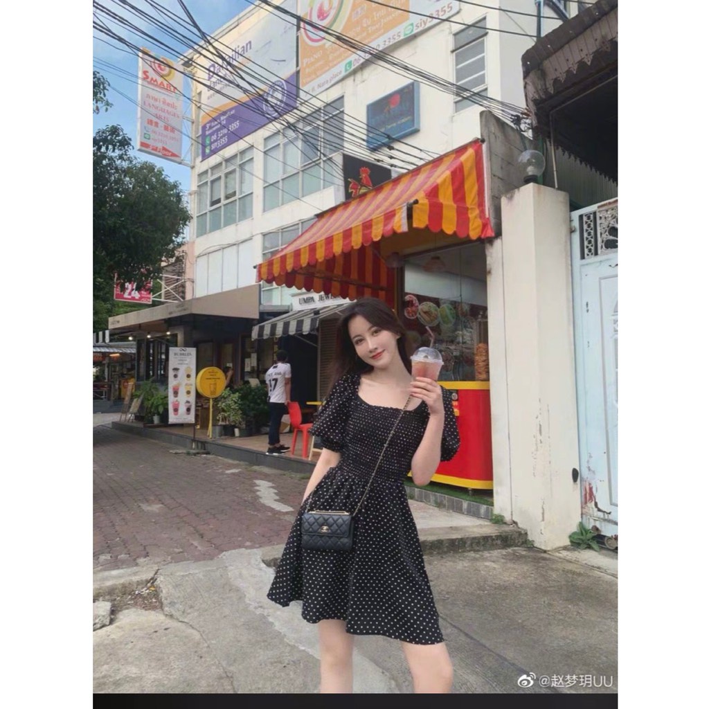 ORDER_váy nhún ngực chấm bi BLACKPINK Rose