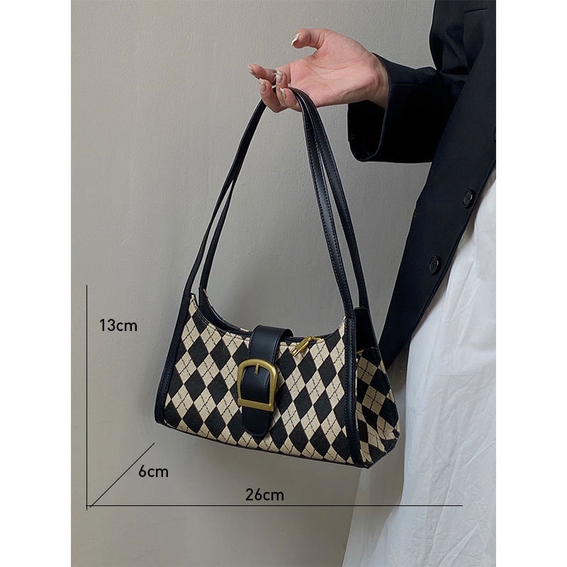 Mischa Túi canvas Đeo Vai Hình Thoi Phong Cách retro Đơn Giản Dễ Phối Đồ Cho Nữ