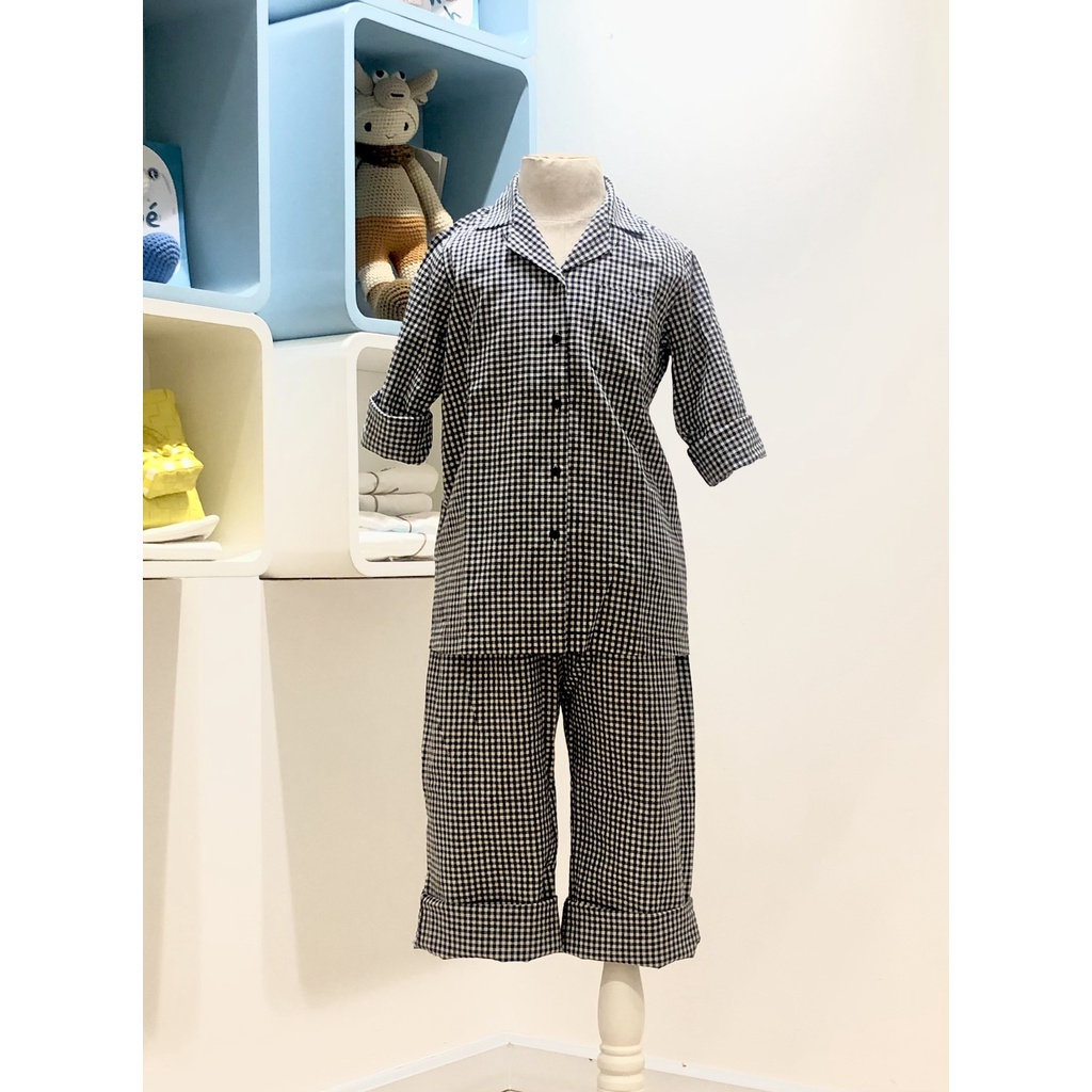 Pyjama caro sọc dành cho bé