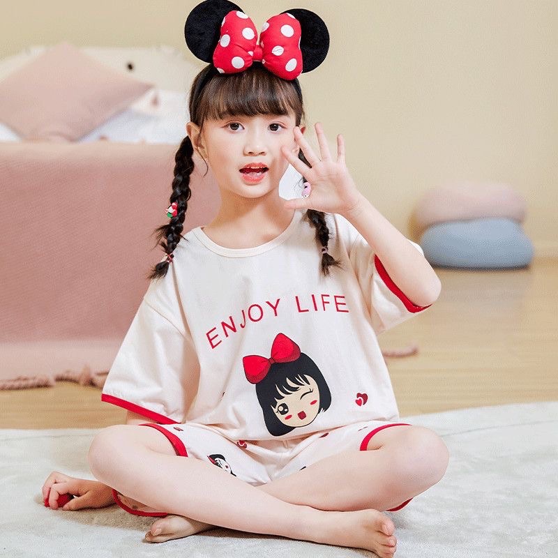 Bộ quần áo bé gái mẫu mới nhất mùa hè bộ cotton cỡ lớn 26 đến 45kg M2235