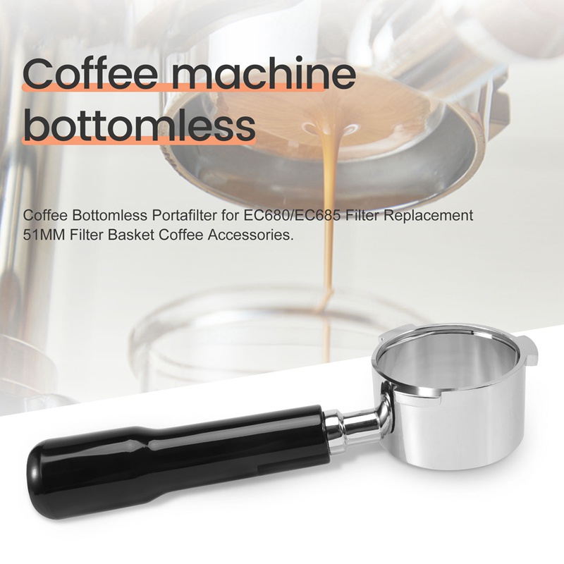 Bộ Lọc Cà Phê Espresso Portafilter 51mm Cho Máy Pha Cà Phê Delonghi EC685 EC680 Với 2 Kiểu 51mm