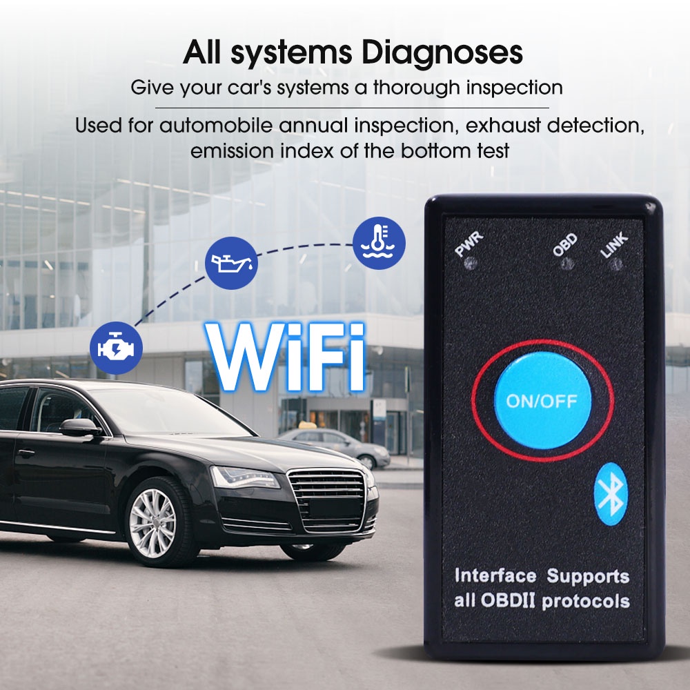 Thiết Bị Chẩn Đoán Lỗi Ô Tô OBD2 Bluetooth V1.5 Hai Chế Độ Kết Nối Bluetooth OBDII Tương Thích Với Android, Symbian, Windows