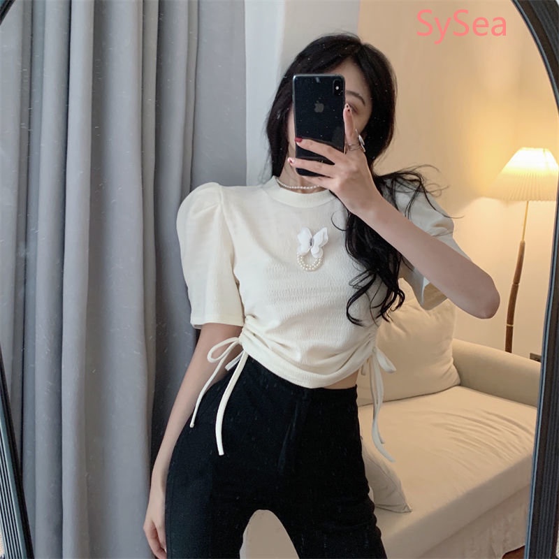 Áo Thun Tay Phồng Phối Dây Rút Thời Trang Mùa Hè Dành Cho Nữ