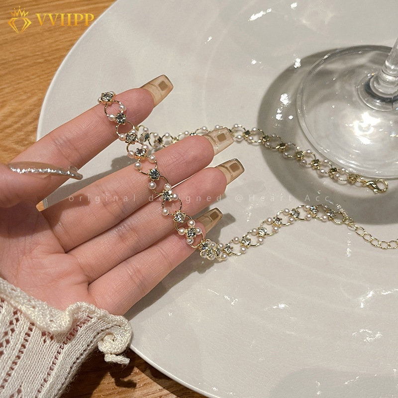 Vòng cổ Vàng Đính Ngọc Trai Sang Trọng Cho Nữ