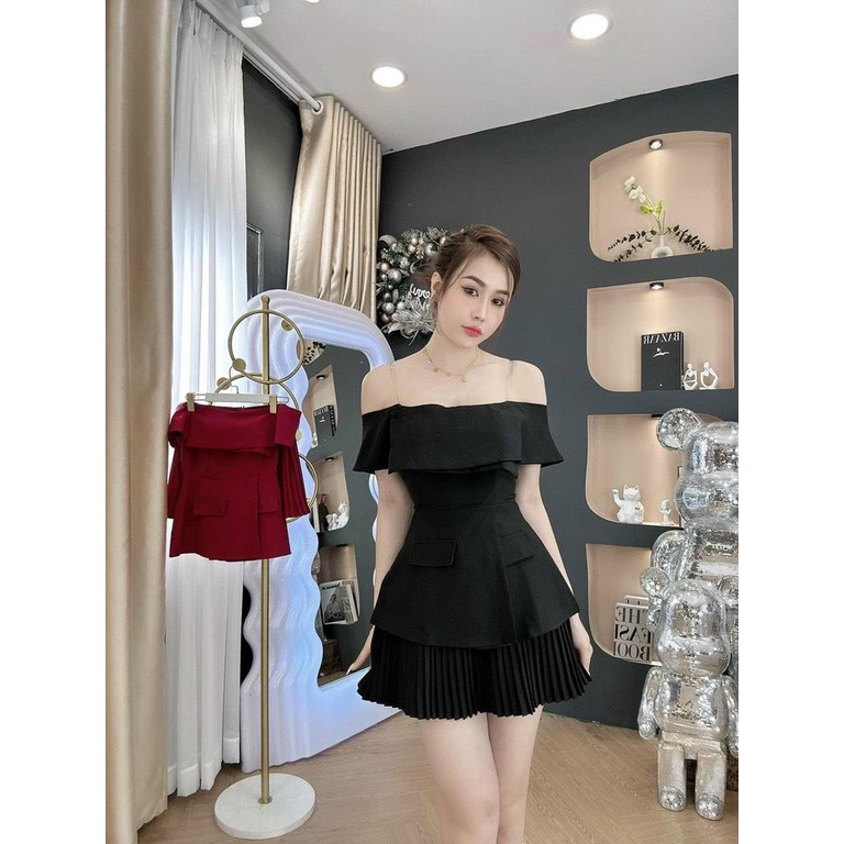 A2556-Aó  Áo Kiểu Dáng Peplum Bẹt Vai Khoe Dáng,Trẻ Trung