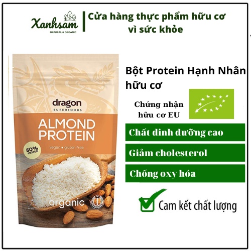 Bột Hạnh nhân 50% Protein hữu cơ Dragon Superfoods 200g - Xanhsam Organic