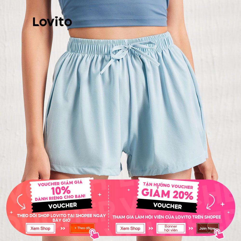 Quần short thể thao Lovito thiết kế đơn giản thoải mái thời trang L07056